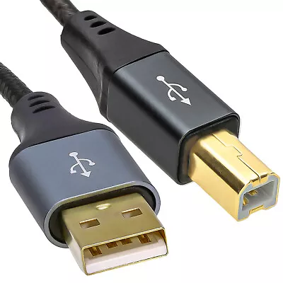 Buy PRO Metal USB 2.0 24AWG Printer Cable Lead A Plug To B Male Braided 1m/2m/3m • 3.16£