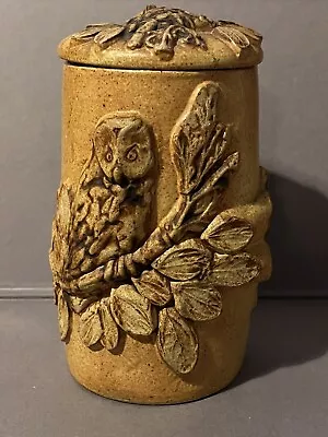 Buy Large Bernard Rooke Lidded Studio Pot / Jar With Owl Designs - Signed • 95£