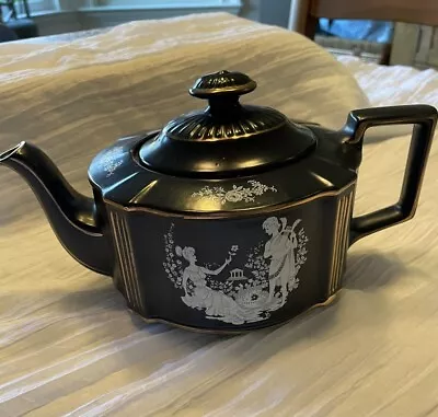 Buy Sadler Teapot Made In England Rare Vintage Romantic Black, White And Gold EUC • 57.87£