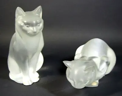 Buy Cat Figurine - Lalique  Chat  A Large Cat In Clear /  Crystal Sitting  Large Cat • 850£