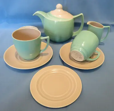 Buy Vintage Branksome China  Graceline  Twintone Tea Set - April Green & Mushroom • 26£