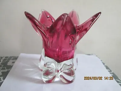 Buy Heavy Vintage Retro Czech Bohemian Josef Hospodka Chribska Art Glass Vase • 19.99£