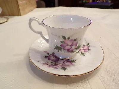 Buy VTG Royal Windsor Teacup & Saucer With Purple Flowers • 9.65£