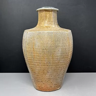 Buy Phil Rogers Large Salt Glaze Stoneware Vase Incised Diagonal Decor 30 Cm #1562 • 675£