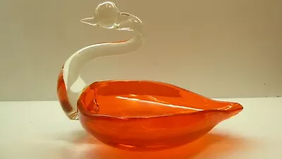 Buy Vintage Orange Art Glass Swan Bowl Whitefriars  • 37.06£