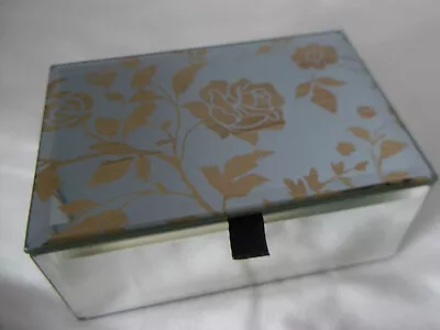 Buy M & S Mirrored Glass Gilt/Gold Rose Jewellery/Trinket Box • 6.50£