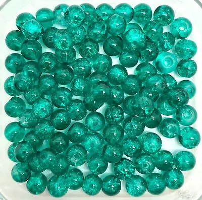 Buy Round Crackle Glass Beads - Single Colours / Two-tone, Sizes 4mm 6mm 8mm 10mm • 2.55£