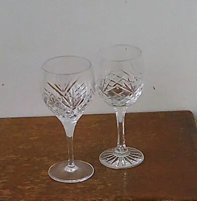 Buy Vintage Bohemian Hand Cut 24% Lead Crystal Wine Glasses X 2 • 9.99£