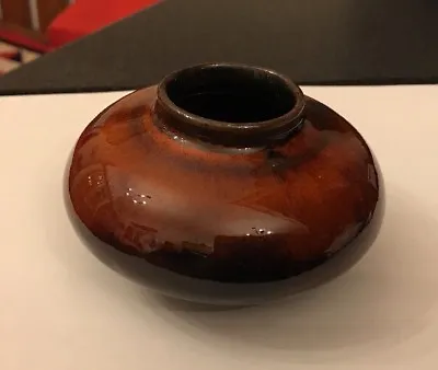 Buy Vintage Studio Pottery Signed Nuin Nulin Red Flambé Glaze Squat Vase • 35£