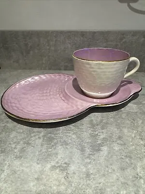 Buy Vintage Maling PINK & WHITE Glaze Lustre Ware Tennis Tea Cup And Saucer • 15£