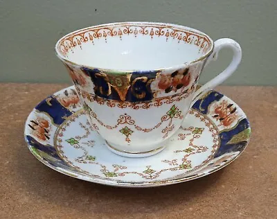 Buy Pair Of Antique Edwardian Royal Stafford China, Teacups & Saucers, Imari Pattern • 6.95£