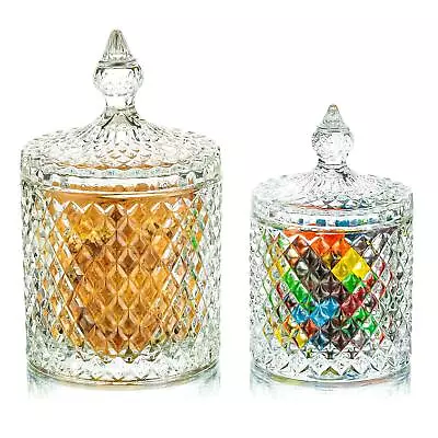 Buy Glass Candy Jars With Lids: Crystal Candy Dish Decorative Jars Candy Bowl Cle... • 43.13£