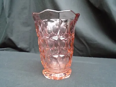 Buy Vintage Sowerby Pink Pressed Glass Oxford Suite Vase • 14.95£