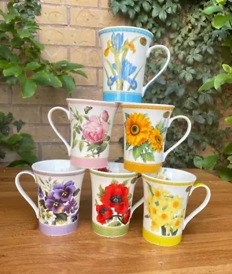 Buy Set Of 6 English Flower Garden Design Coffee Tea Fine China Mugs Mug Set • 22.99£