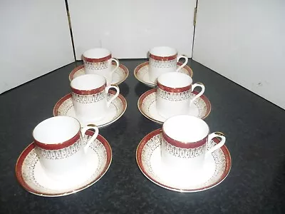 Buy Vintage Royal Grafton Red Majestic 6x Coffee Cups And Saucers • 35£