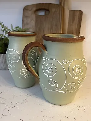 Buy Denby Ferndale 1930s  Matching Jug And Vase 8 1/2 Inches VGC Mint/Sage Green • 9.99£