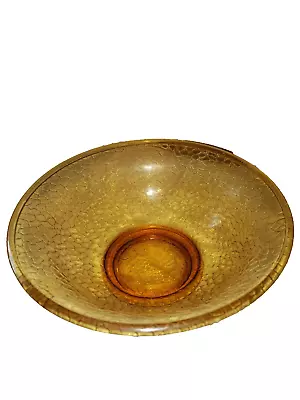 Buy Footed Amber Glass Bowl  Faux Crackle Glass Pattern 7  • 11.37£