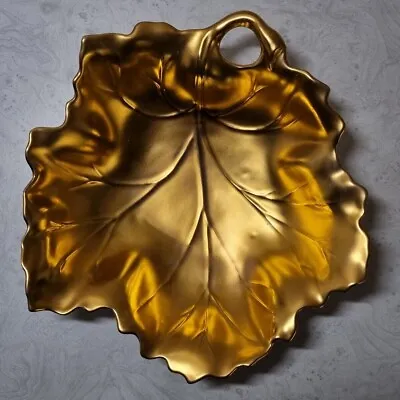 Buy Vintage Large Crown Devon Gilt Metallic Gold Leaf Bowl - 25cm • 28.50£