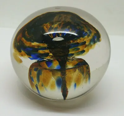 Buy Vintage Glass Paperweight Murano Style Italian Blue /dark Orange Mushroom Shape  • 8£