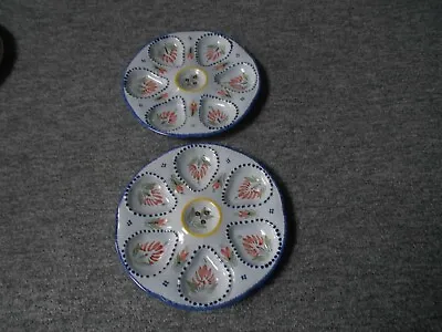 Buy Pair  Vintage French  OYSTER PLATES  QUIMPER  HB F406 D240 • 78.76£