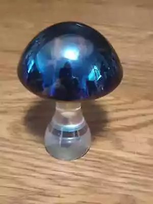 Buy Small Clear And Blue Glass Iridescent Mushroom • 12.50£