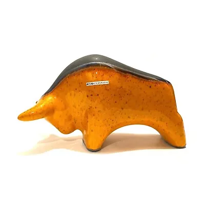 Buy Otto Keramik Bull- Orange Glazed Ceramic Bull- West German Pottery Ornament • 89.99£