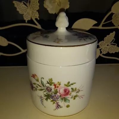 Buy Pretty Vintage Minton Marlow Floral Bone China  Lidded Trinket Jar/ Pot  12cm  • 8.20£