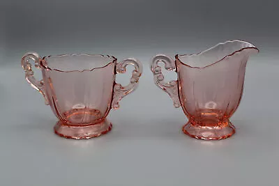Buy Vintage Elegant Glassware Cambridge Footed Creamer Open Sugar Line No 3400 Pink • 28.41£