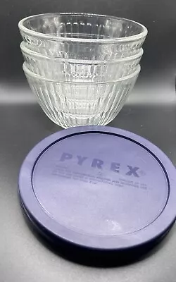 Clear Ribbed Blue/green Tint Pyrex Bowl 3 Cup 7401 