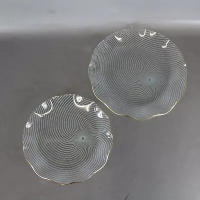 Buy 2x Vintage Mid Century Chance Brothers Swirl Pattern Glass Plates - EHB • 10£