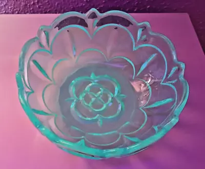 Buy Large Art Deco Uranium Glass Organic / Geometric Fruit Bowl   ( Maker Unknown ) • 19.99£