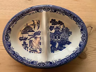 Buy Churchill China Blue & White Willow Pattern Divided Oval Veg Dish / Serving Dish • 10£