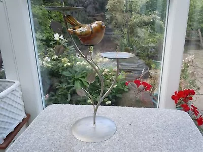 Buy Metal Twig With Ceramic Bird Two Candle Holders Green Glass Fruits 30cm Tall • 15.50£