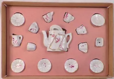 Buy Childs Toy Tea Set Miniature Made Germany White Pink Flowers In Box As Is • 71.03£