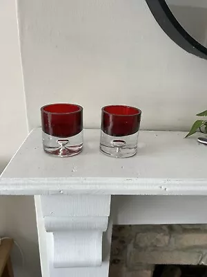 Buy MURANO GLASS Candle Holders. RED AND Clear VINTAGE CHUNKY • 5£