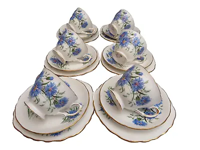 Buy Royal Vale  Bone China Cornflower 6 Stunning Trios 18 Tea Cups Saucers Plates • 29.99£