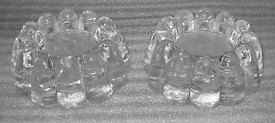 Buy 2 Vintage Solid Pressed Glass Pillar Candle Holders - 420g Each - Inner D 4.9 Cm • 2£