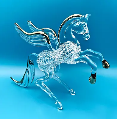 Buy GLASS WINGED HORSE 6  Pegasus Ornament Gilt Detailing Mythological Collectable • 19.47£