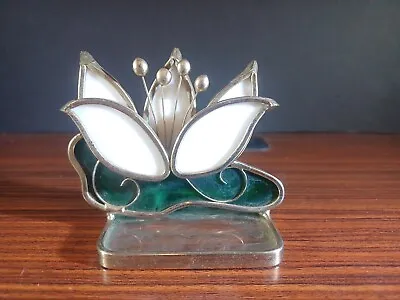 Buy Art Glass Flower Leaded Green & White Suncatcher • 14.27£