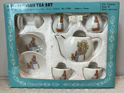 Buy NEW VINTAGE 1974 B. SHACKMAN Rabbit Toy Tea Set Porcelain Bunny 9 Piece Child • 23.95£