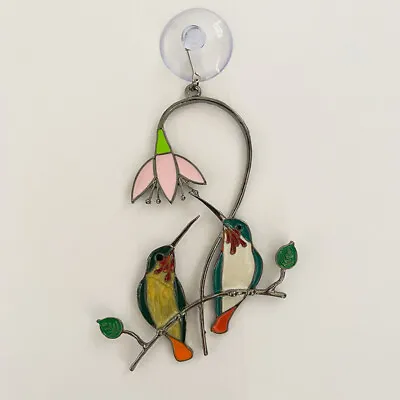 Buy Stained Glass Birds-on-branch Suncatcher Metal Window Garden Hanging A • 4.66£