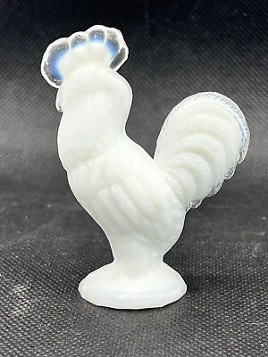 Buy VTG Summit Art Glass White Rooster Miniature Figurine 3” Farmhouse Label • 11.28£