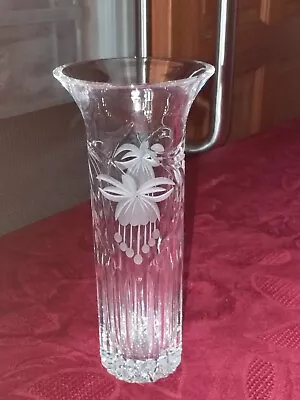Buy Royal Brierley Crystal ~ Fuchsia ~  Vase ~ 20cm Tall • 29.99£