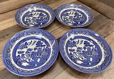 Buy Churchill Blue Willow 8  Coupe Soup Bowls Set Of 4 Made In England • 37.88£