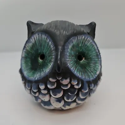Buy Studio Pottery Owl Handmade Art Ceramics Blue Green Makers Mark On Base  • 12£