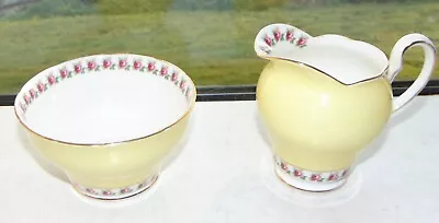 Buy Salisbury English Bone China C1950s Yellow With Rosebuds Milk Jug And Sugar Bowl • 8£