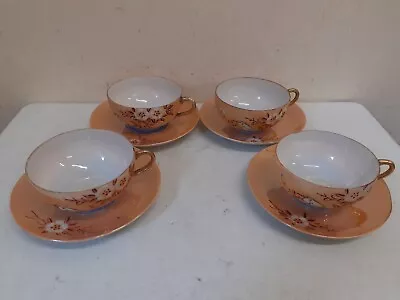 Buy Vintage Japanese Fine China Tea Set X4 Cup X4 Saucers Light Hand Painted Floral  • 14.99£