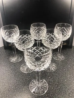 Buy SET Of 6 WATERFORD Crystal LISMORE HOCK Wine GLASSES 1st Quality 7 3/8  19cm • 150£