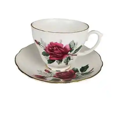 Buy Duchess Fine Bone China Made In England Teacup And Saucer Pink/Red Roses • 12.04£