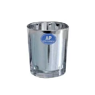 Buy Silver Mirror Glass Cylinder Votive H6.5cm - Tea Light Candle Holder Decoration • 3.95£